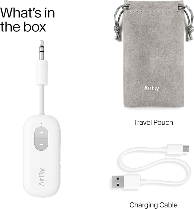 Twelve South AirFly SE | Bluetooth Wireless Audio Transmitter Adapter for AirPods/Headphones, 20+ Hr Battery, Works with 3.5mm aux Jacks on Airplanes, TVs, Gym Equipment, and Travel