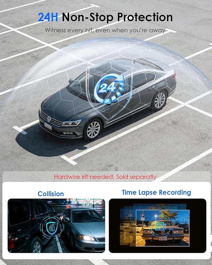 4K+4K Dash Cam Front and Rear, Free 128GB Card Included, 5.8GHz WiFi-20MB/s Fast Download, Dash Camera for Cars with Accurate GPS, G-Sensor, WDR Night Vision, 3.39" IPS Screen, 24H Parking Mode