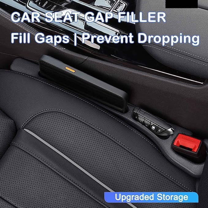 No Drop Seat Guard, Car Seat Gap Filler, Car Gap Filler Organizer, Universal Drop Seat Guards for Car Accessories Interior Prevent Stop Cellphone Wallet Keys Coins and Card from Dropping (black 2)