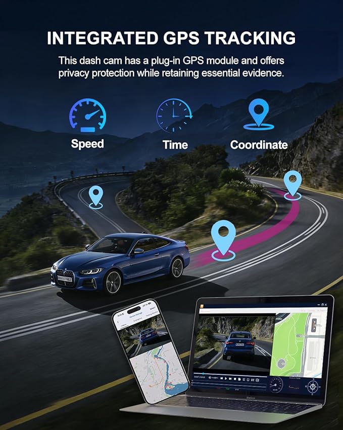 Dash Cam Front and Rear, 4-Channel 360° Coverage Car Dash Camera with STARVIS 2 Night Vision, GPS, 5.8GHz WiFi, 24H Parking Monitor, G-Sensor, 170° Wide Angle, 128GB Card Included
