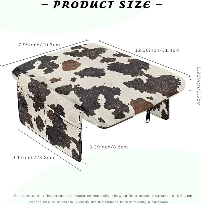 Arm Rest Cover for Car Center Armrest Protector Soft Console Pad, Cow Hide Print Soft Auto Center Console Cushion for Most Car Decoration Protector