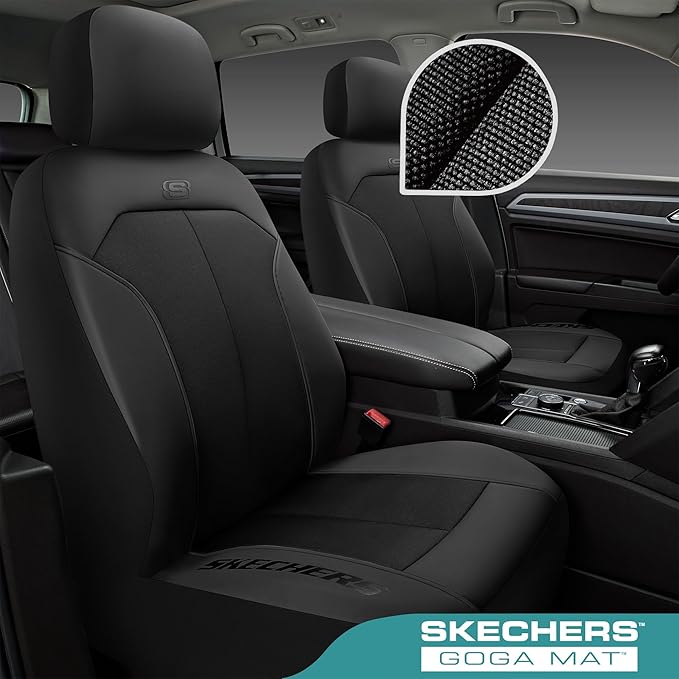 Skechers Car Seat Covers,GOGA Mat Oxford Cloth Seat Covers,Waterproof Car Seat Covers Full Sets,Automotive Universal Fit Seat Cover for Most Cars, Suvs, Trucks,Black
