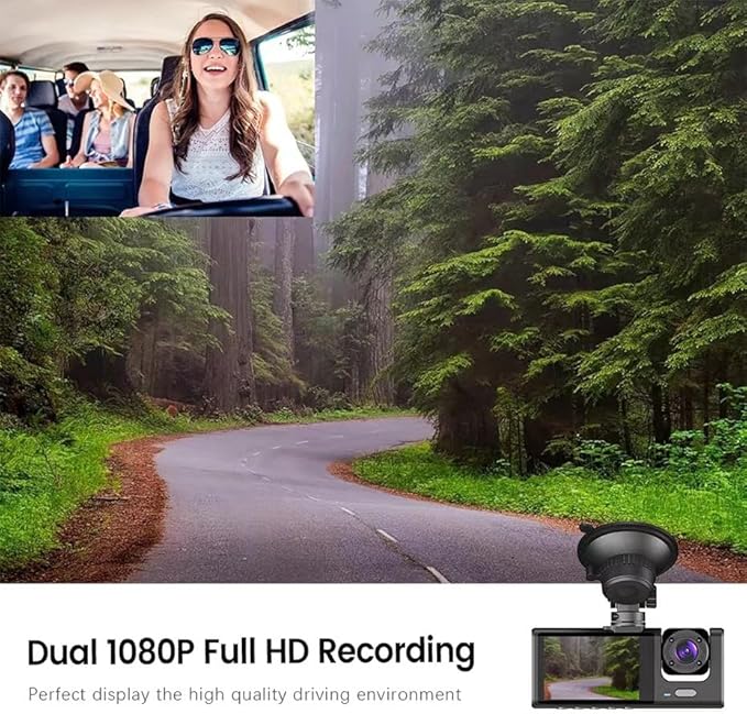 Dash Camera for Car Security Camera Dash Cam Mini Car Recorder 2 Inch Screen Front and Inside Dual Car Cameras 1080P with WDR, Night Vision, G-Sensor Auto Lock, Loop Recording
