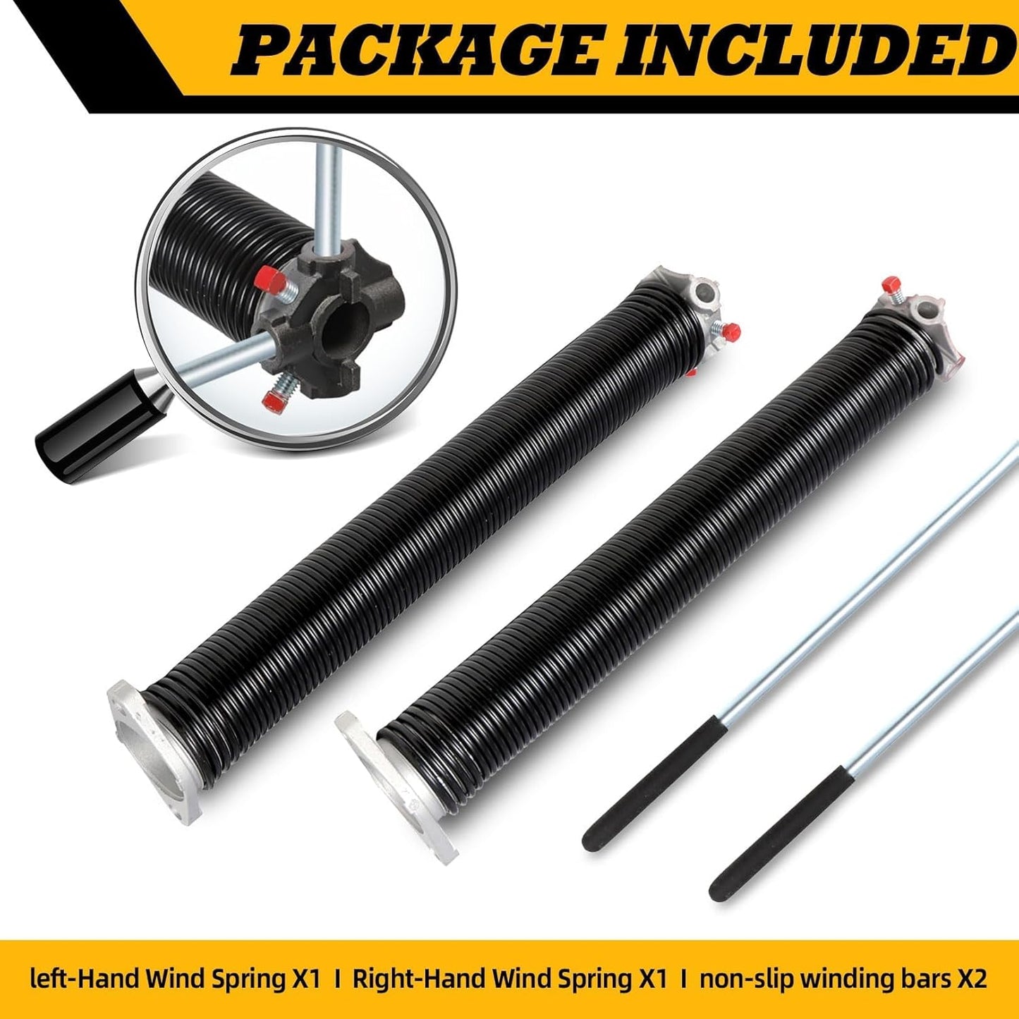 Pair of 2"Garage Door Torsion Springs Set with Non-Slip Winding Bars, Electrophoretic Coated (0.218X2"X28")