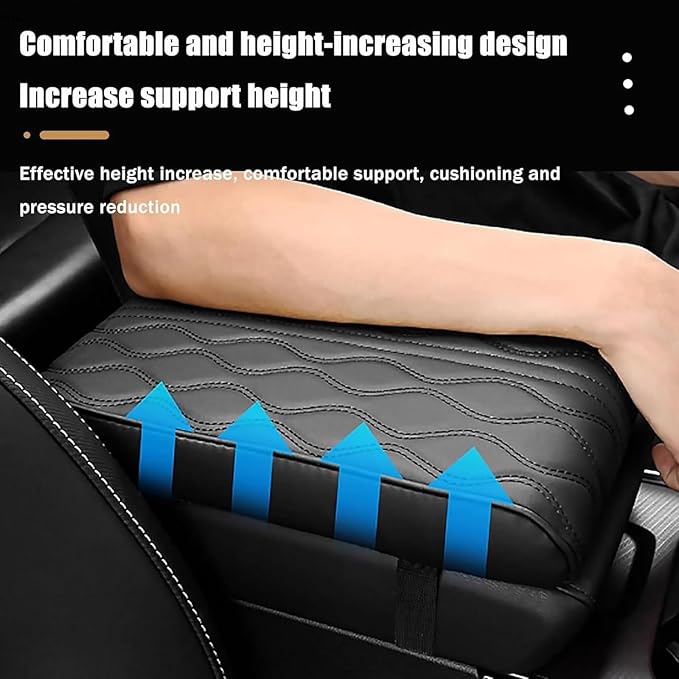 Car Center Console Cover for Ford Edge Sport 2011-2014, Universal Memory Foam Leather Comfortable Soft Armrest Box Pad Cushion Protector Accessories Easy to Clean,Black