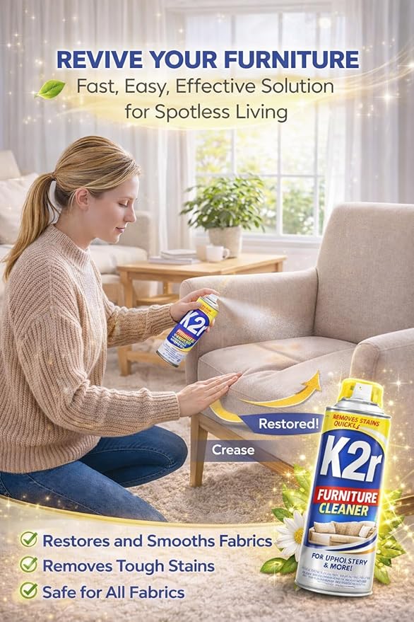 K2R SpotLifter Spot Remover Spray – Quick-Drying Stain Remover for Clothing, Carpets, Upholstery & Wallpaper – Built-In Brush Cap for No-Mess Touch-Ups – 10oz (1, 1)