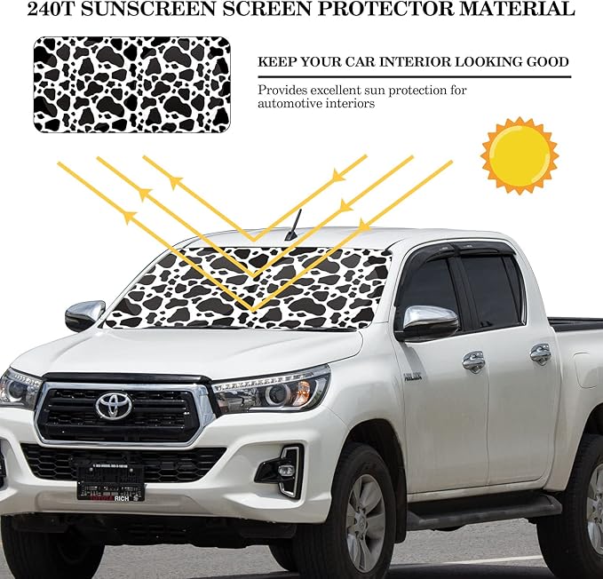 Windshield Sun Shade Foldable Car Front Window Covers for Car Accessories Sun Heat UV Rays Visor Protector Protection for Universal Cars SUV Truck(Cow Print)