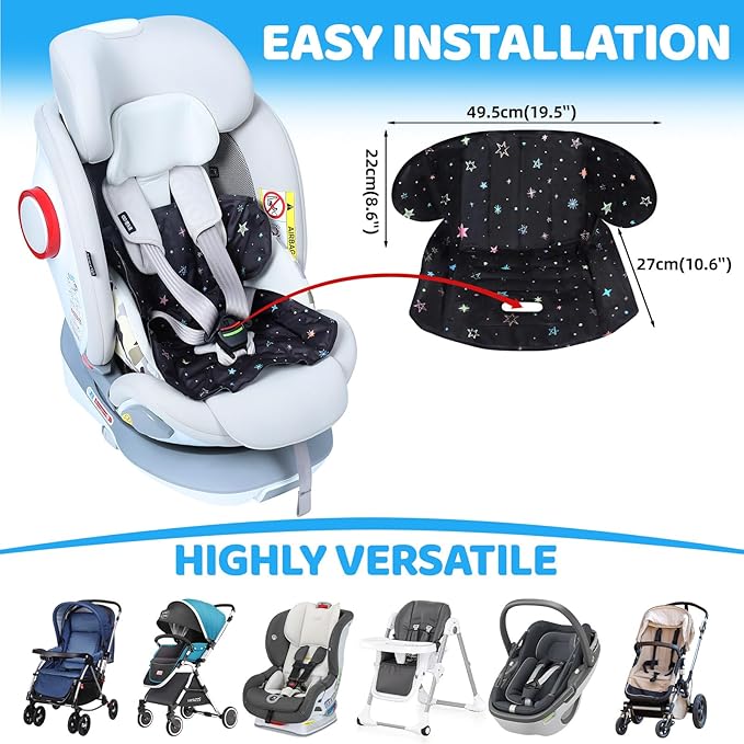 Orzbow Car Seat Cooling Pad for Babies, Toddlers, and Kids | Carseat Cooler Pad with Waterproof Seat Liner | Comfortable and Durable Cooling Cushion for Strollers, Baby Summer Essentials, Black