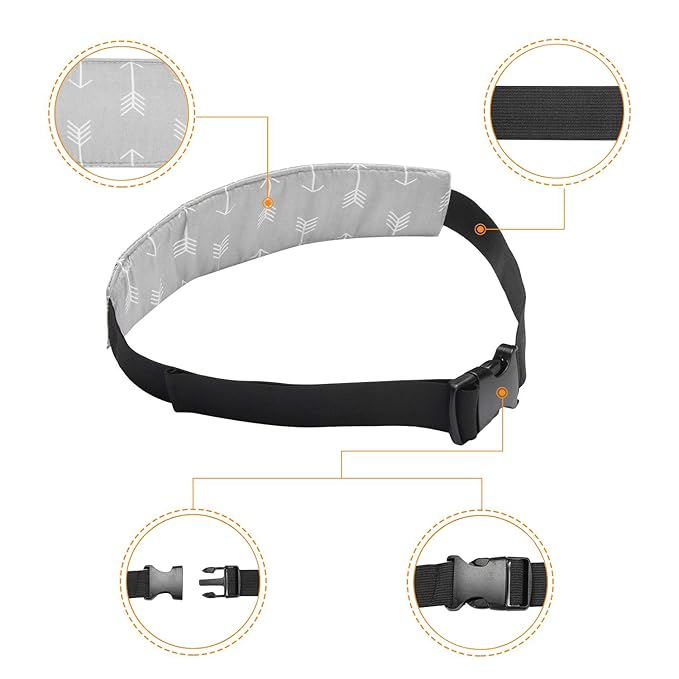 Baby Carseat Head Support,Car seat Straps Pillow Support Ban,Stroller Neck Relief Strap Headrest,Slumber Sling Sleep Positioner for Toddler Infants Child Children Kids(Gery)