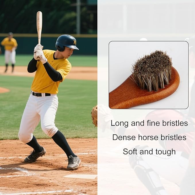 lasuroa 2pcs Baseball Glove Brush, Small Baseball Glove Scrub Horsehair Brushes Gentle Routine Maintenance Horse Hair Bristles Practical Cleaning Supply Accessories for Deep Clean