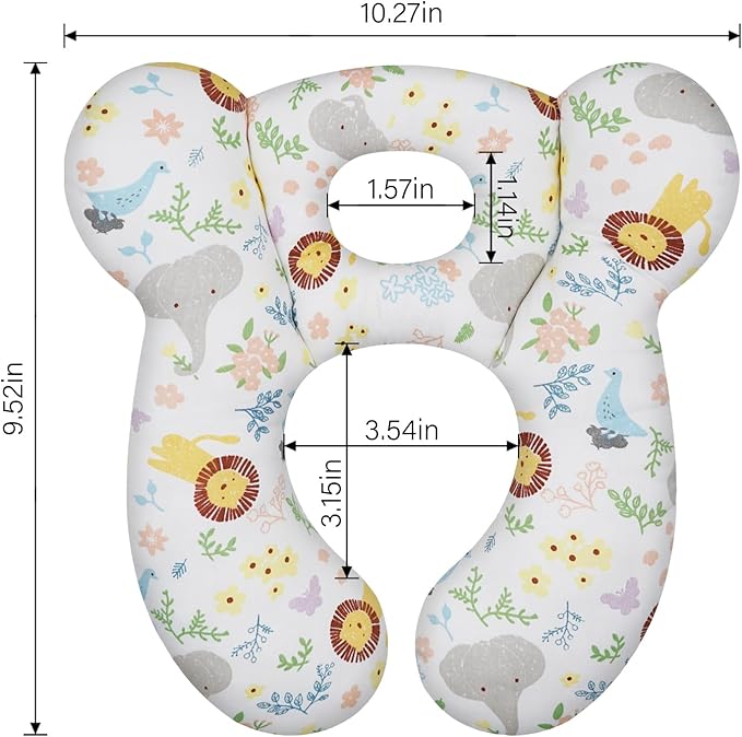 Baby Travel Pillow, Upgrade U-Shape Infant Pillow for Car Seat Pushchair and Stroller, Soft Comfortable Sleep Cushion for Kids Newborn and Toddler -Lion White