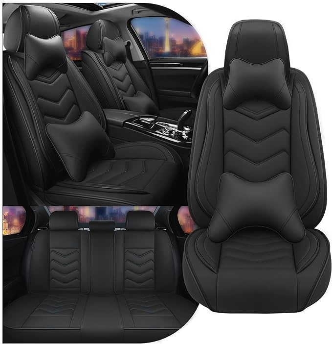 CTDS Car Seat Covers for Nissan Pathfinder 2000-2026, Stylish Sport Seat Cover, Premium Nappa Leather Car Seat Cover. Automobile Seat Covers Sets.(Luxury 5 Seats/Pure Black)