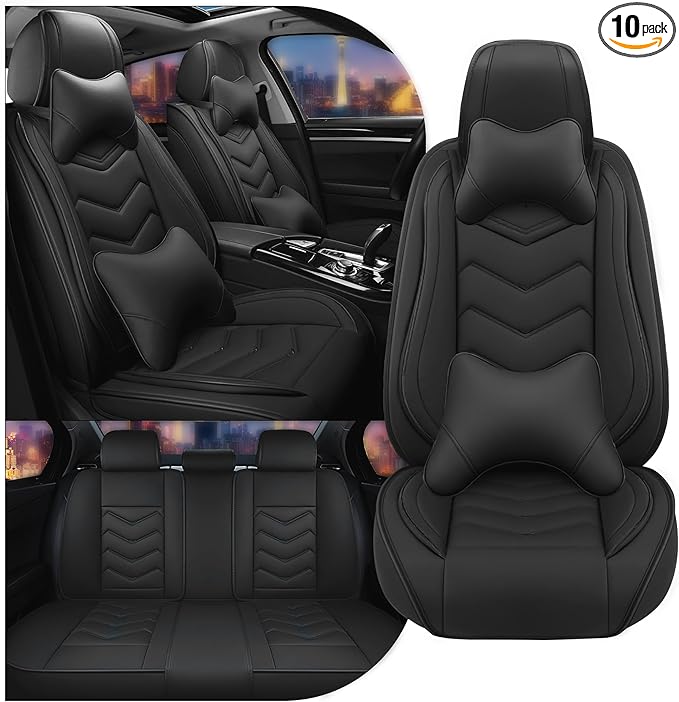 CTDS Car Seat Covers for Nissan Altima 2001-2026, Stylish Sport Seat Cover, Premium Nappa Leather Car Seat Cover. Automobile Seat Covers Sets.(Luxury 5 Seats/Pure Black)