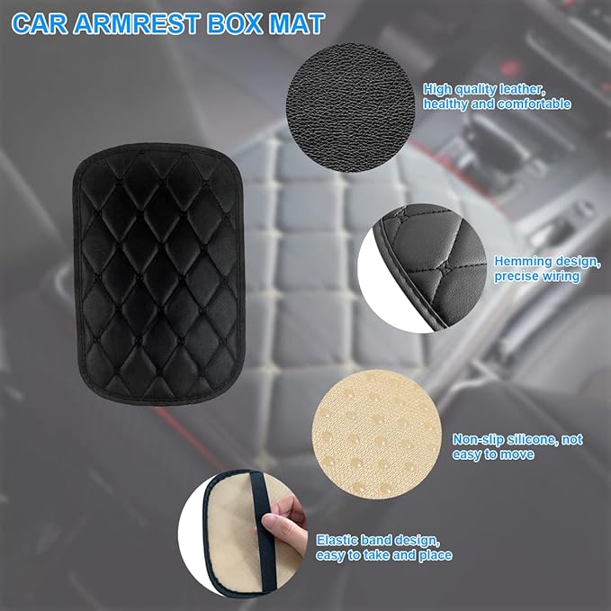 Auto Center Console Cushion Pad, Universal Waterproof Armrest Box Protection Pad/Cover Fit for Cars, Vehicles, SUVs, Comfort, Car Interior Accessories for Men Women (Black)