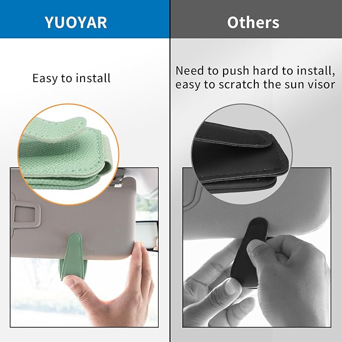 Yuoyar 2 Packs Magnetic Sunglass Holder for Car Visor - Universal Sunglasses Clip for Different Size Eyeglasses - Convenient Interior Car Accessories (Green)