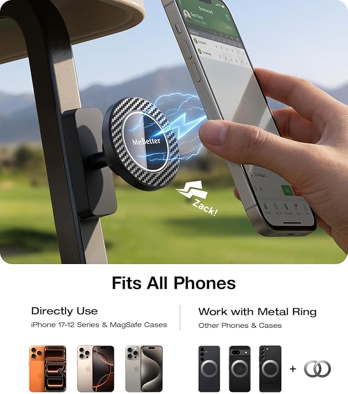 [Military-Grade &28 Powerful Magnets Magnetic Golf Cart Phone Holder for All Phones, 360°Rotation, Golf Cart Accessory for EZGO, Club Car, Yamaha, Best Gift for Men Golfe,Dad Father,Husband
