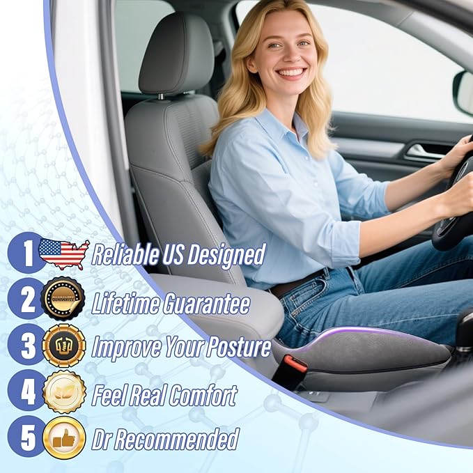 Car Seat Cushion for Long Driving, Ergonomic Memory Foam Seat Cushion for Pressure Relief, Medical Grade Chair Cushion for Office/Wheelchair (Navy Blue)