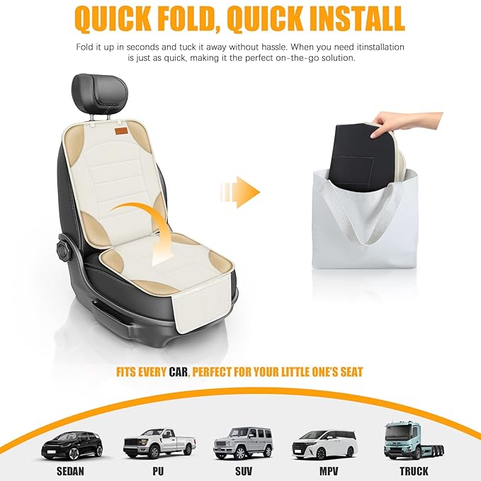 Siivton Car Seat Protector for Child, Cushion for Leather & Fabric Seats, 2 Mesh Pockets, Non-Slip Bottom, Waterproof for Vehicles - Baby & Pets (2 Pack)
