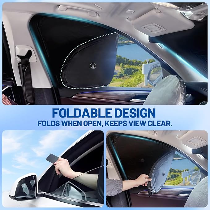 8pcs Car Window Shades for Tesla Model Y 2020-2024 Upgrade with Suction Cups Design | Full Coverage Window Covers Sunshades for Camping | Privacy Window Shade for Front, Rear, and Side Windows