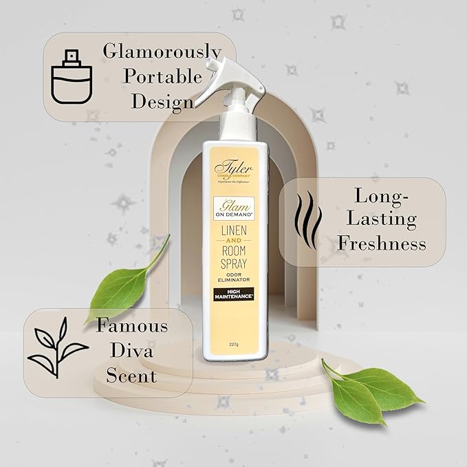 Tyler Glam on Demand - High Maintenance Scent Linen and Room Spray 2 Pack - Air Freshener and Odor Eliminator Bundle with Stain Remover Pen - Laundry Bundle