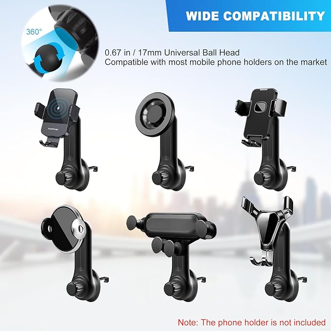 Car Vent Clip for Car Mount [Never Blocking] Universal Car Phone Holder Mount Vent Clip Replacement, 17mm Ball Joint Air Vent Clip for Car Fits Most Car Phone Holder and Wireless Car Charger