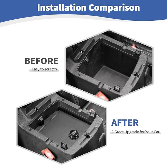 RT-TCZ for Wrangler JL Center Console Organizer Gun Safe Box with Lock for Jeep Wrangler JL JLU 2018+ for Gladiator JT 2020+ Black Storage Accessories