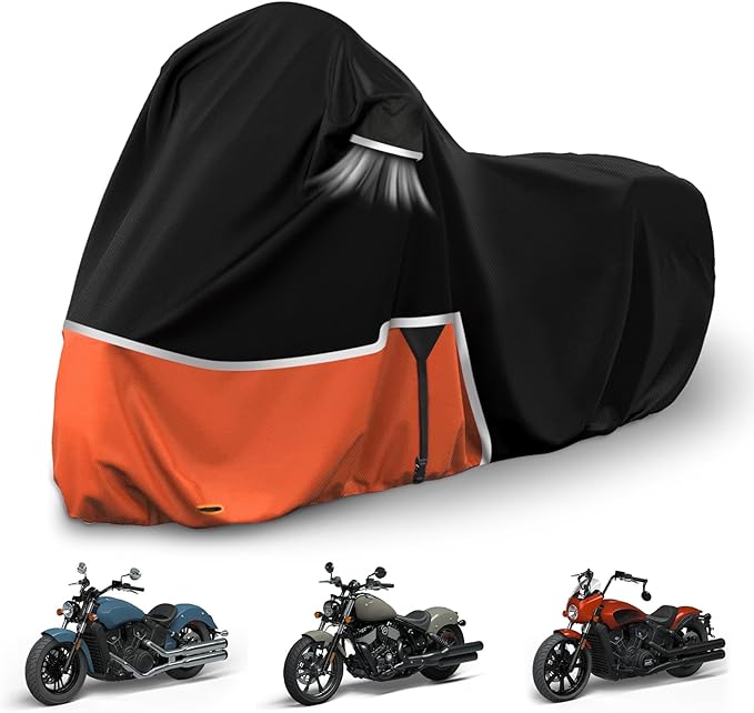 Waterproof Motorcycle Cover Replace for Indian Scout/Scout Bobber/Chief, 420D Oxford Cloth Customized Motorcycle Cover for Snow Rain Dust Protection