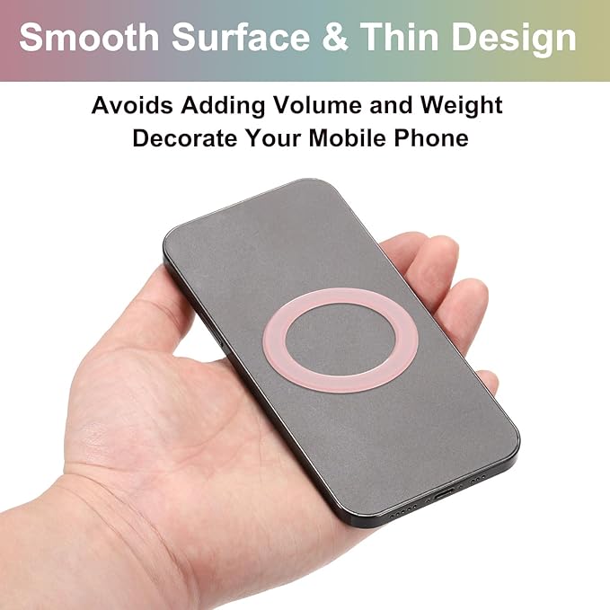uxcell Magnetic Adapter Ring, 2Pcs Magnetic Sticker Ring ABS Universal Magnet Wireless Charging Conversion Kit for Mobile Phone Case Wireless Charger, Pink