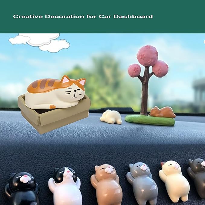 Miniature Cat Figurine kit Mini Resin Statue for Office Desk Figurine Organizer for Nightstand Garden Fairy Accessories Deco Car Dashboard Gift for Cat Lovers
