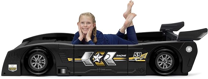Delta Children Grand Prix Race Car Toddler and Twin Bed, Black
