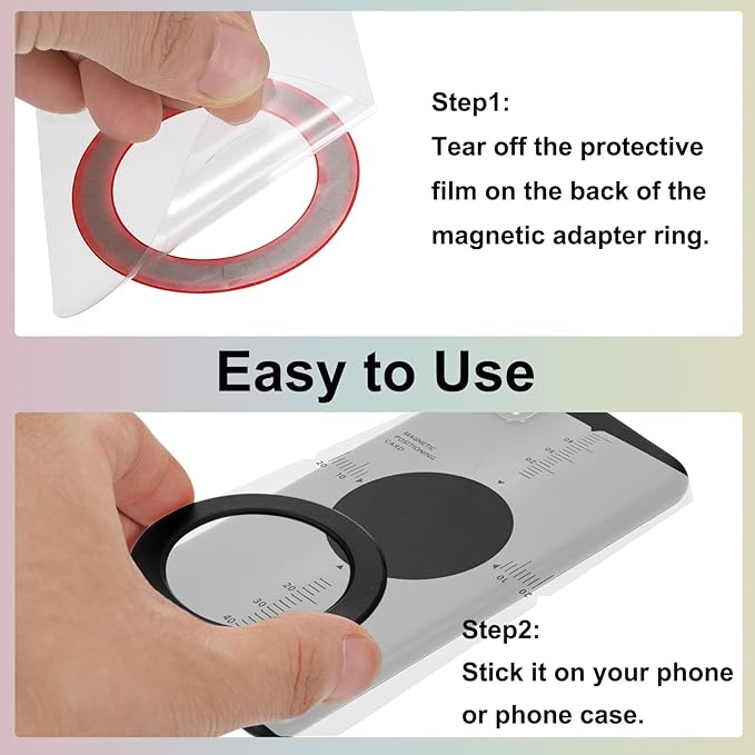 uxcell Magnetic Adapter Ring, 2Pcs Magnetic Sticker Ring ABS Universal Magnet Wireless Charging Conversion Kit for Mobile Phone Case Wireless Charger, Black