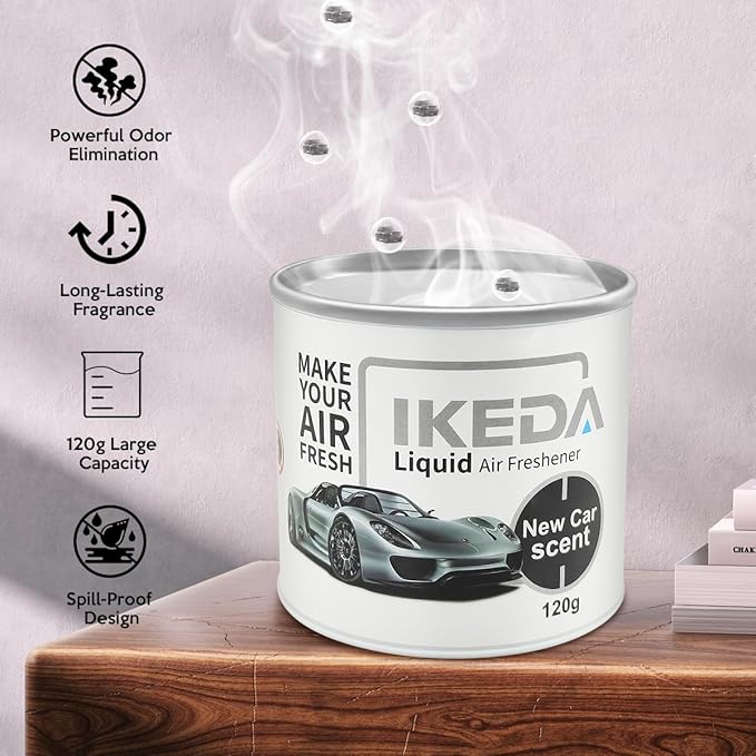 Car Air Freshener: New Car Scent Liquid Cans | Odor Elimination | Smoke Smell Remover | Strong Long-Lasting Fragrance | For Auto Home | 4.23 oz | 1 pack