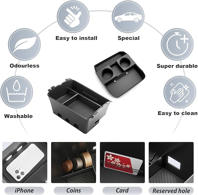 SKTU 3-Pack for 2026 Hyundai Palisade Center Console Organizer for 2026+ Hyundai Palisade Calligraphy Under Console Tray Hyundai Palisade 2026 Accessories Lower Console Tray with Cup Holder