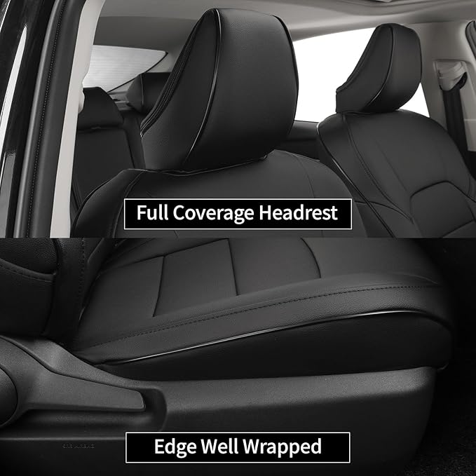 EKR Camry Seat Covers for Toyota Camry XLE, XSE 2018-2024(Not for Hybrid) Waterproof Leather Car Seat Cover Full Set for Trucks SUV-Faux Leather (Black)