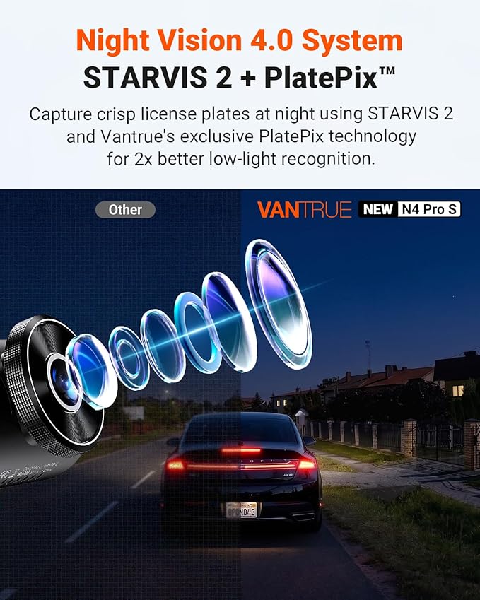 Vantrue New N4 Pro S 4K 3 Channel Dash Cam, Triple STARVIS 2 Dash Camera for Cars, 4K+1080P+2.5K Front and Rear Inside, HDR IR Night Vision, 24/7 Buffered Parking Mode, GPS, Wi-Fi, Support 1TB (RC18)
