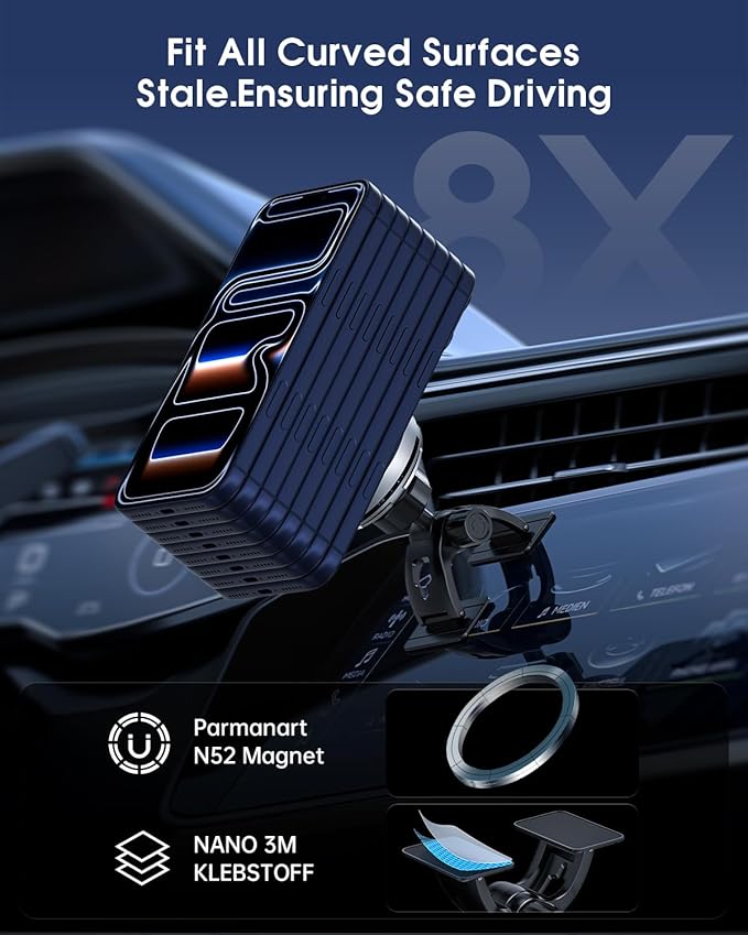 Qi2.2 Certified LOOSAU for 25W MagSafe Car Mount Charger with Cooling Fan &45W Adapter iPhone 17 Pro MaxCar Magnetic Phone Holder Charger Fast Charging for iPhone 16/15/14/13/12 Plus Air/Pixel 10 Pro