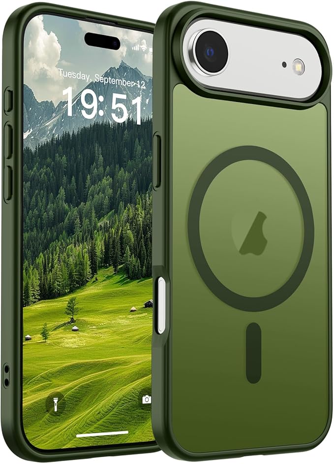 SUPFINE Magnetic for iPhone Air Case (Compatible with MagSafe)(Military Grade Drop Protection) Slim Translucent Matte Shockproof with Anti-Fingerprint Phone Cover for 17 Air,Cangling Green