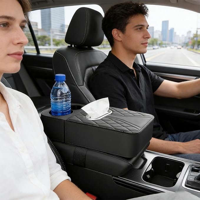 Car Armrest Cushion - Raised Center Console Organizer Pad | Vehicle Armrest Elbow Pad for Daily Commuting, Travel, Driving, Truck, SUV, Vehicle Interior, Comfort, Car Accessories