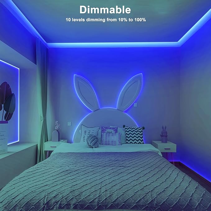 Tatazone 16.4ft Blue COB Led Strip Lights with RF Remote, Dimmable Bright Adhesive Indoor Led COB Light Strip for Cabinet, Paintings, Room, Bed