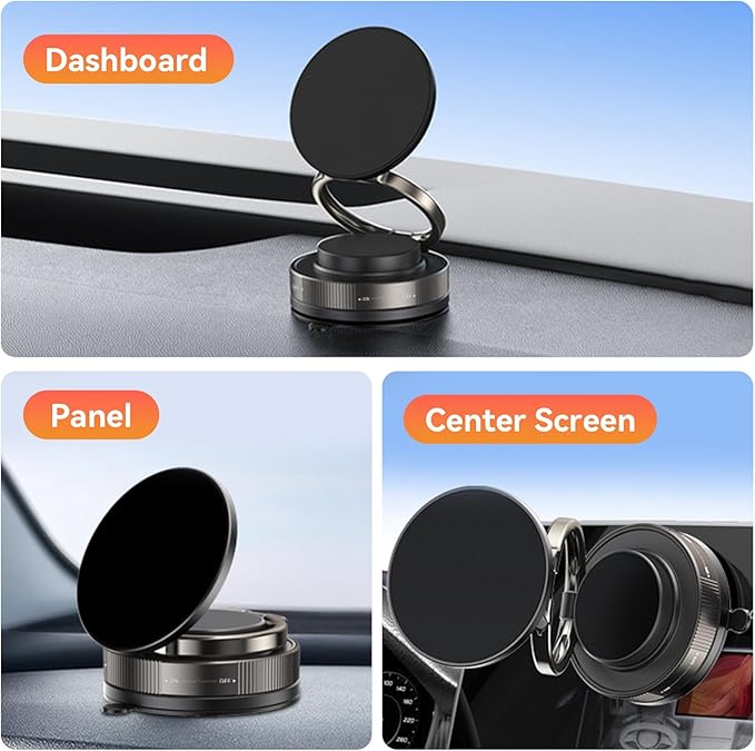 Upgraded 360° Nano Gel Vacuum Magnetic Car Phone Holder Ultra Strong Suction Magnetic Force for MagSafe, iPhone Air 17 16 15 14 13 12 , Foldable Retractable Mount for Car/Dashboard/Gym/Mirror