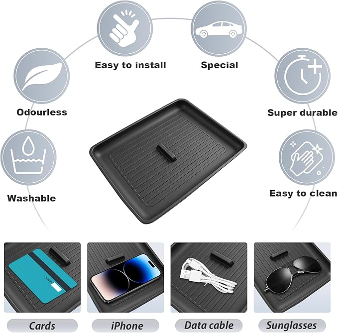 SKTU for 2026 Jeep Cherokee Wireless Charging Mat 2026+ Jeep Cherokee (Base/Laredo/Limited/Overland) Center Console Non-Slip Pad 2026 Cherokee Accessories 2026 Cherokee Rubber Console Mat Durable