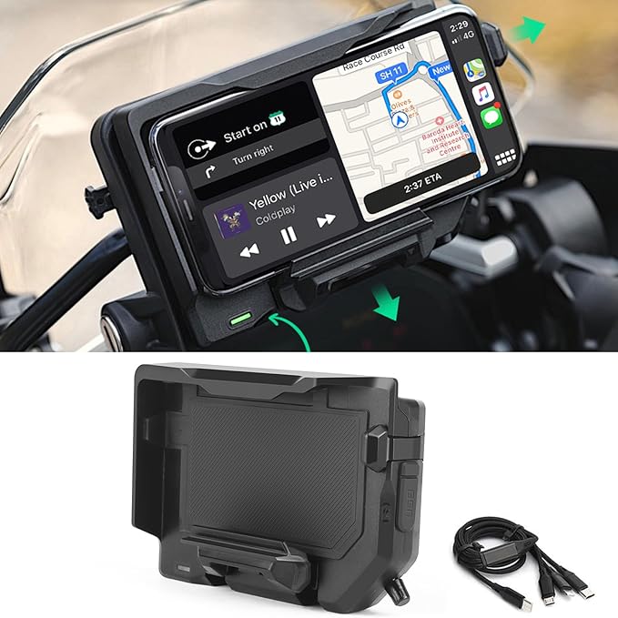 Motorcycle Phone Mount with 15W Wireless Charger & USB-C Fast Wired Charging Port, Waterproof Cell Phone Holder GPS Navigation Bracket for BMW R1200GS R1250GS ADV S1000XR F750GS F850GS