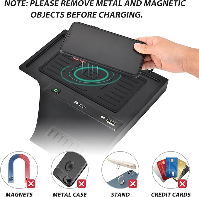 KEWISAUTO Car Wireless Charger for Nissan Sentra S, SV, SR 2020-2024, Center Console Charging Panel QC PD Fast Phone Charger Pad for 2020 2021 2022 2023 2024 Nissan Sentra S, SV, SR Accessories