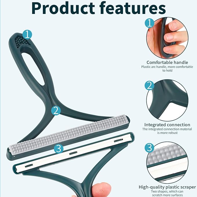 Pet Hair Remover Special Cat and Dog Hair Remover Multi Fabric Edge and Carpet Rake Scraper Dog Hair Remover for Rugs, Couch and Pet Towers(Silicone and ABS)