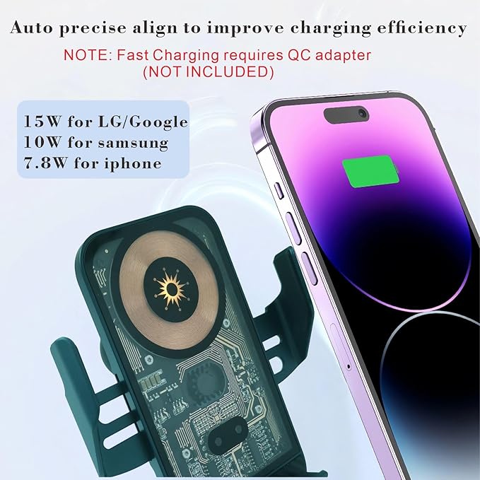 Wireless Car Charger Mount, 15W Fast Charging Auto Clamping Car Charger Holder for iPhone/Samsung for iPhone 17 16 15 14 13 12 11 Pro,Samsung Galaxy S26 Ultra S25 S24 Ultra S23 S22 S21 S20