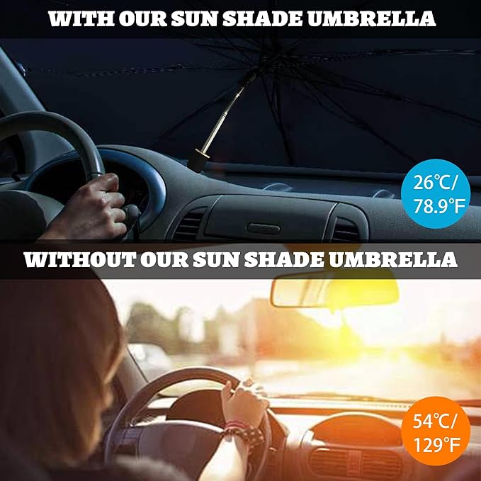 Windshield Sun Shade Umbrella, Portable Foldable, Spring Structure Wind Shield, Front Window Sunshade, Protect from Sun Rays Car Windshield, for Men (57'' x 31.5'')