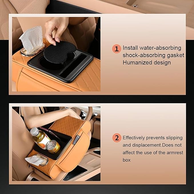 Car Armrest Cushion for Honda Civic 2012 2013 2014 2015, Leather Arm Rest Cover Center Console Armrest Pillow Armrest Storage Box Pad Multifunctional Accessories Interior Organizers,C/Brown