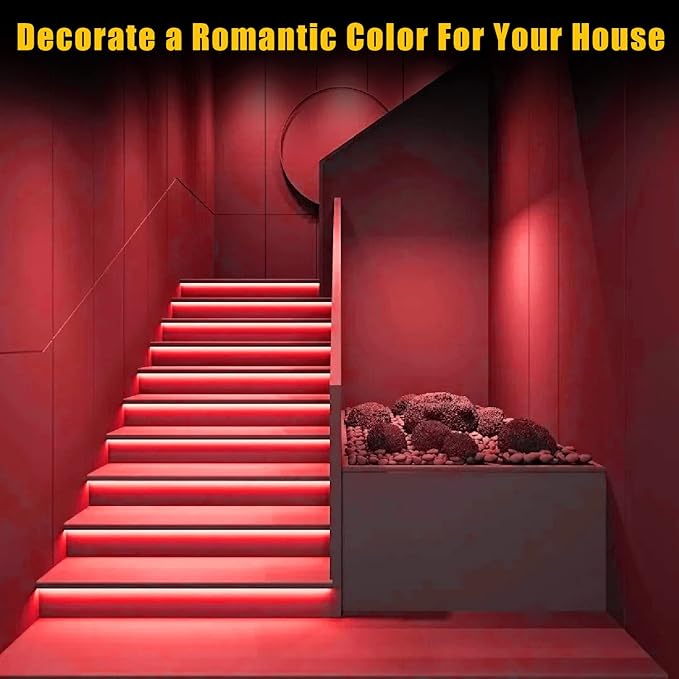 YM E-Bright Red LED Strip Lights 5M /16.4Ft 600SMD Waterproof IP68 Flexible for Bedroom Undercar Lighting Kits Mall Indoor Outdoor House Party Decoration Stage Lights (No Power Adapter)