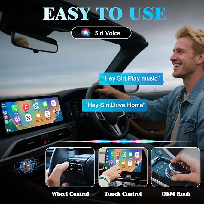 Wireless CarPlay Adapter 2026 Upgrade, 2-in-1 CarPlay Wireless Adapter for Apple iPhone & Android Auto, Mini Plug & Play Dongle Converts Wired to Wireless CarPlay, USB & Type-C（CP888）