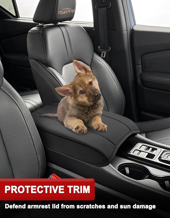 Center Console Armrest Cover for Honda Pilot 2023-2026, Passport 2024-2026, Ridgeline 2024 2025, Durable Middle Console Lid Covering, PU Leather Trim, Anti-Scratch